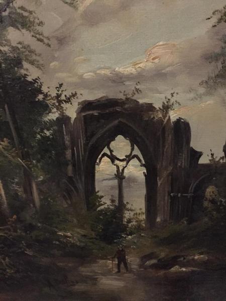Man walking at the ruins