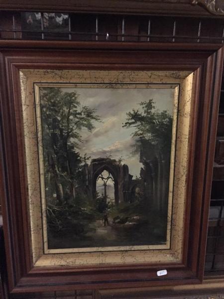 Man walking at the ruins