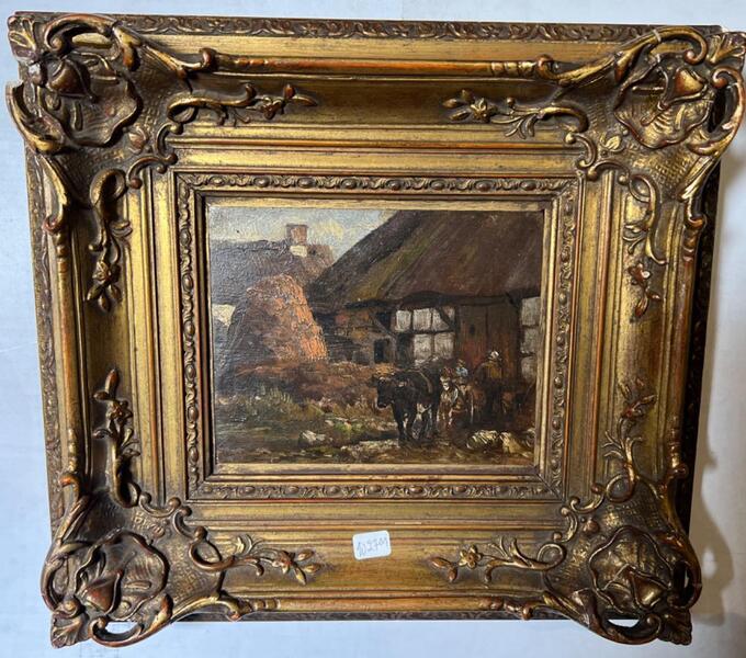 The daily life at the farm ( oil on panel )