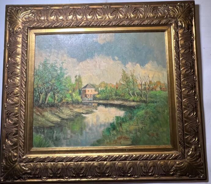 The house at the riverside ( oil on canvas )