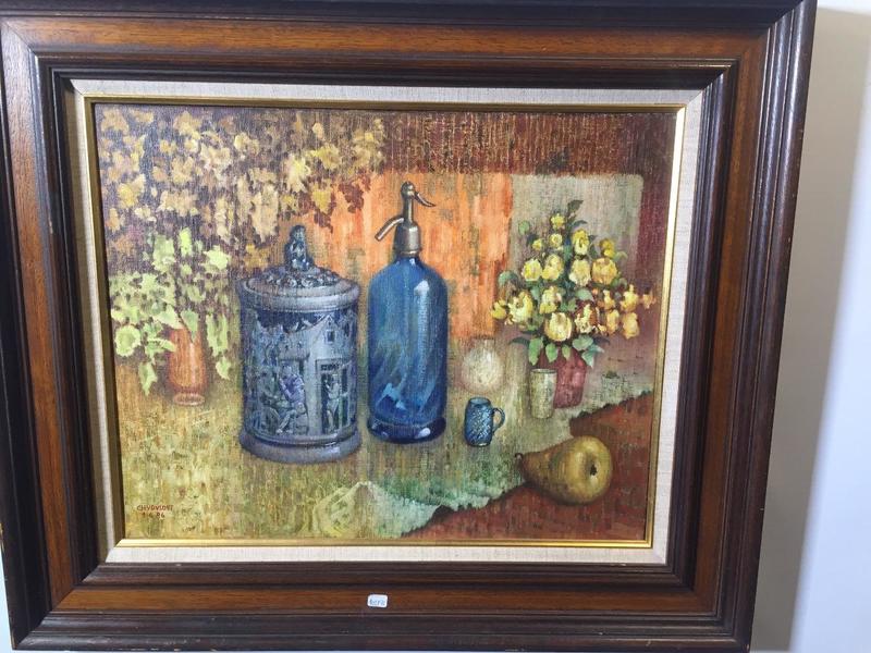 Stillife with flowers and jars 