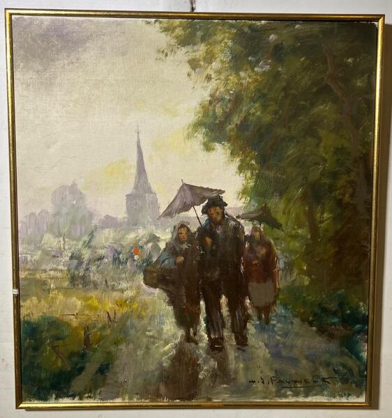 Coming home from the market ( oil on canvas )