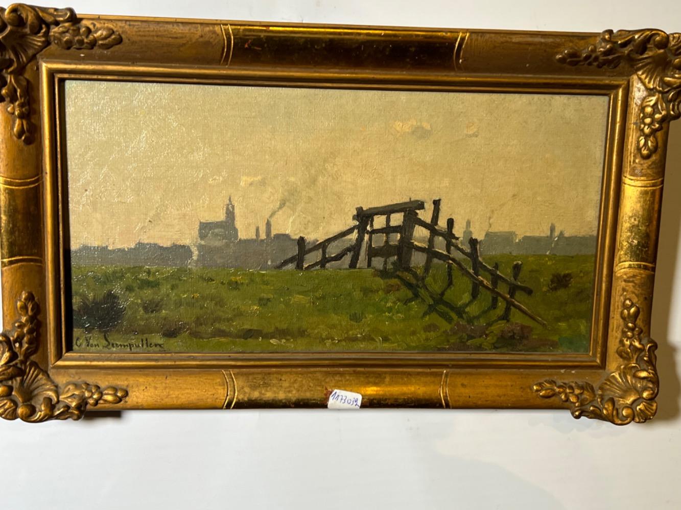 Panoramic view of the city ( oil on panel )