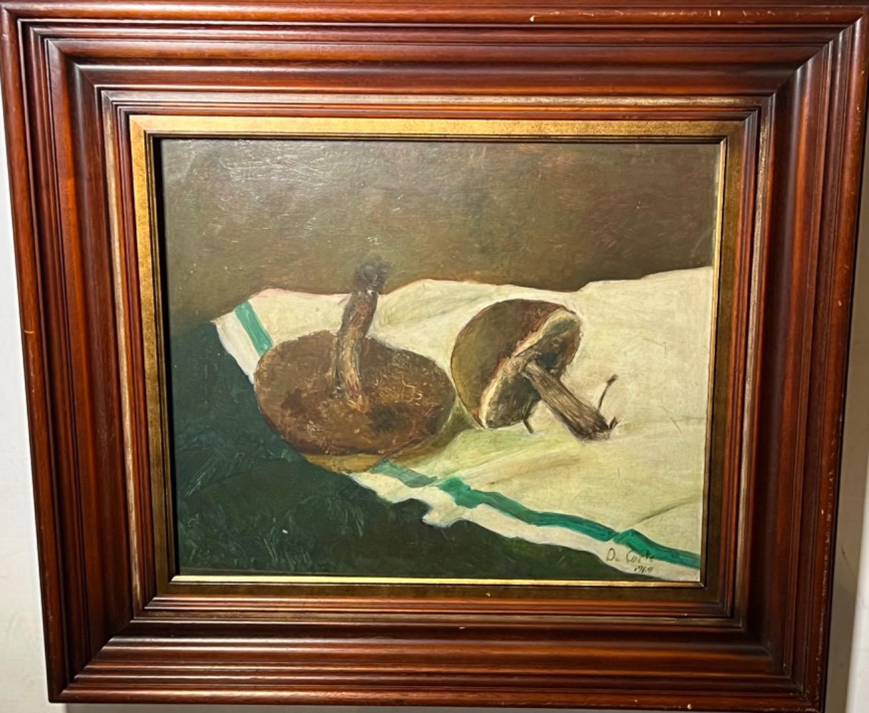 Stillife with mushrooms ( oil on panel )