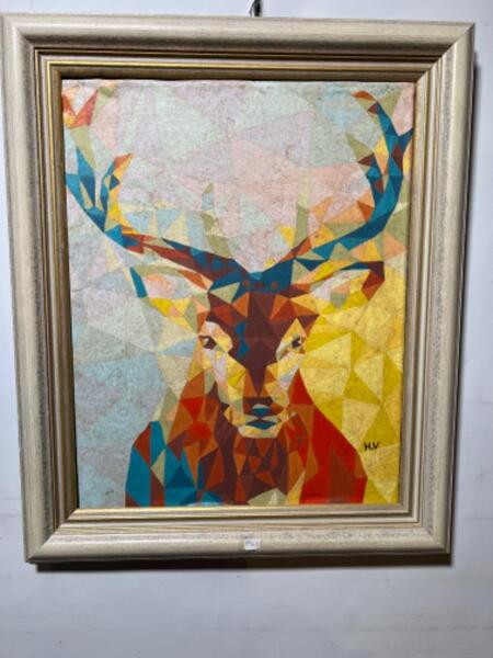 Modern composition with a deer ( oil on board )