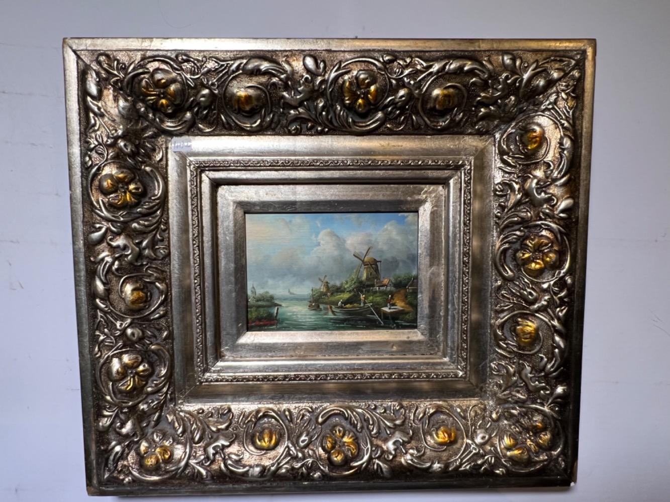 The daily life at the riverside ( oil on panel )