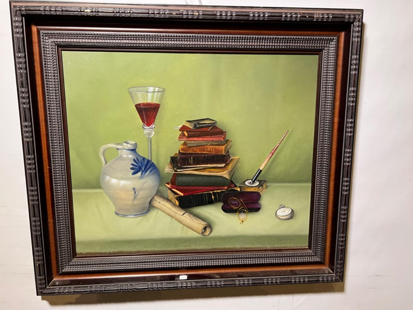 Stillife with books ( oil on panel )