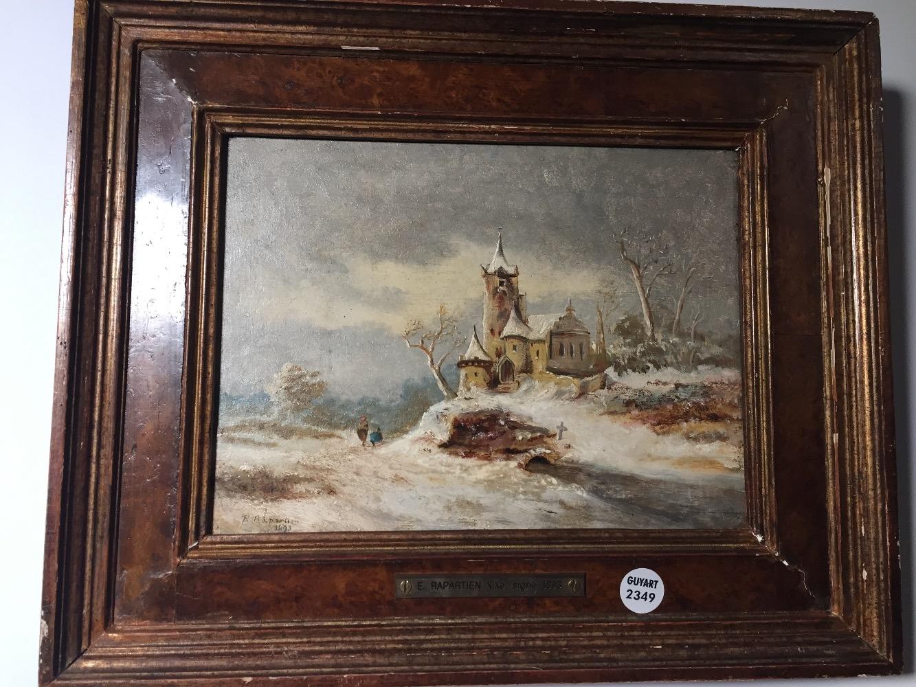 People in the snow going to the castle