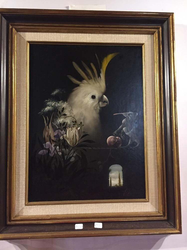 Parrot in a surreel landscape