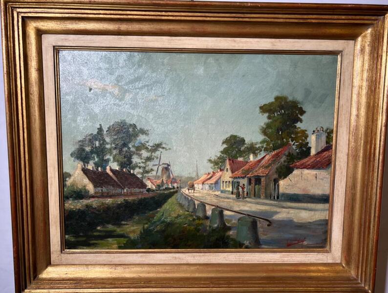 The daily life in the village ( oil on canvas )