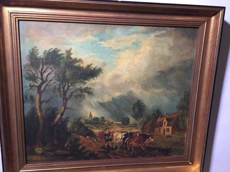 Coming home with the cattle ( oil on canvas)