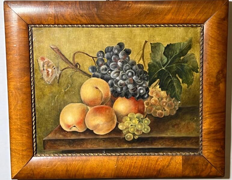 Stillife with fruit and a butterfly ( oil on canvas )