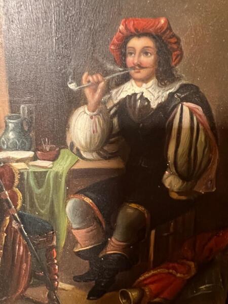 The pipesmoker ( oil on board )