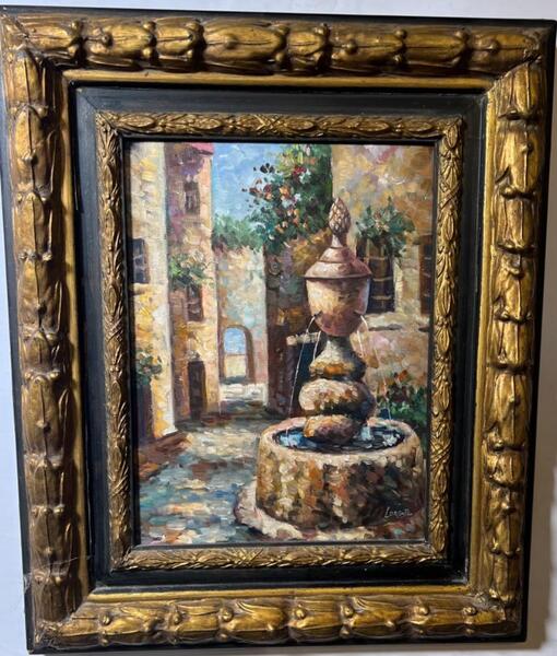 The fountained the village ( oil on canvas)