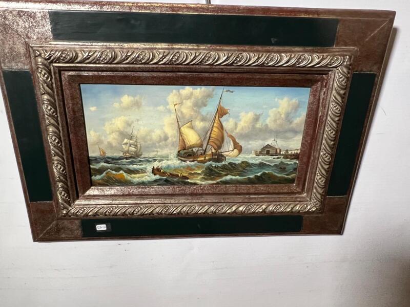 Boats at sea  ( oil on panel )