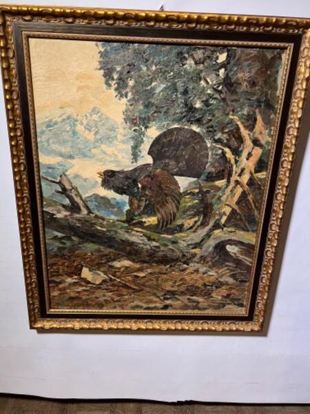 Bird in the mountains (oil on panel )