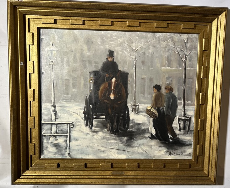 The coach in the wintertime ( oil on canvas)