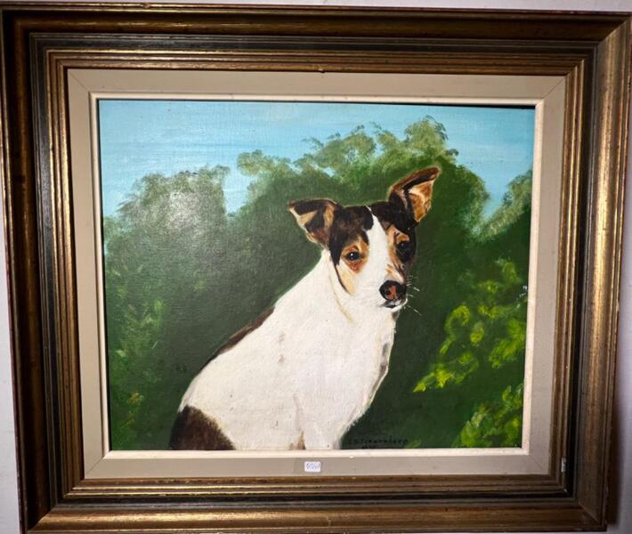 The fox terrier ( oil on board )