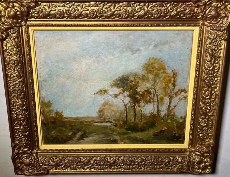 Landscape near the riverside ( oil on canvas )