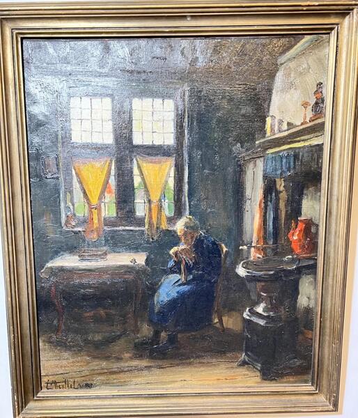 The lacemaker in Bruges ( oil on canvas )