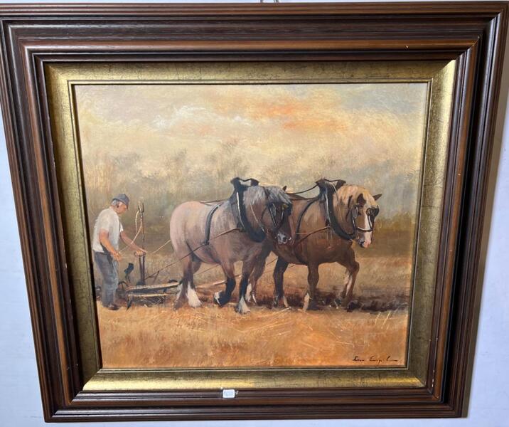 The farmer with his horses ( oil on canvas)