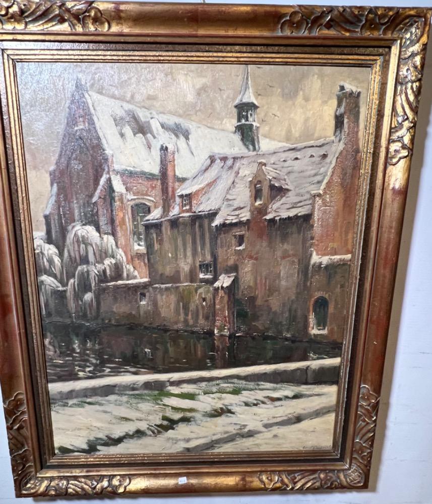 Bruges in the wintertime ( oil on panel)