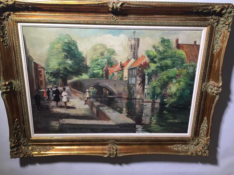 Walking along the canals in Bruges ( oil on canvas)