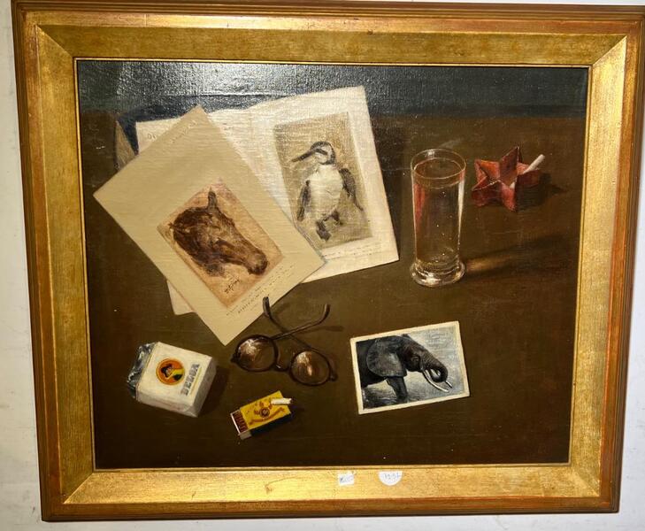 Stillife in the artist studio ( oil on canvas )
