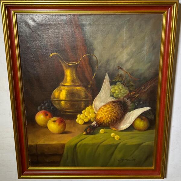 Stillife with a pheasant and fruit ( oil on canvas)