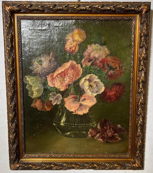 Stillife with flowers ( oil on board )