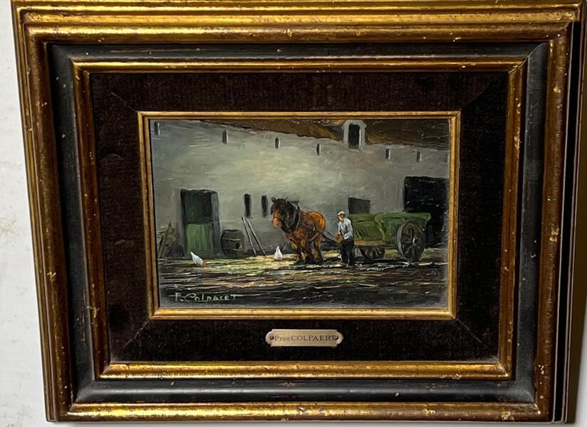 The daily life at the farm , a pair ( oil on panel )