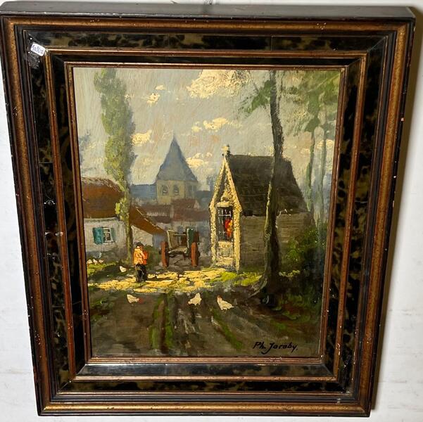 The daily life at the farm ( oil on panel )