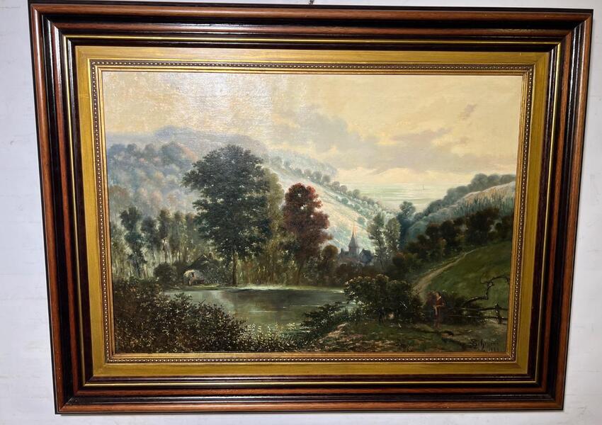 The daily life at the riverside ( oil on canvas )