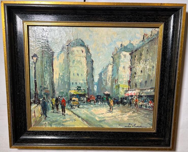 The daily life in Paris ( oil on canvas )