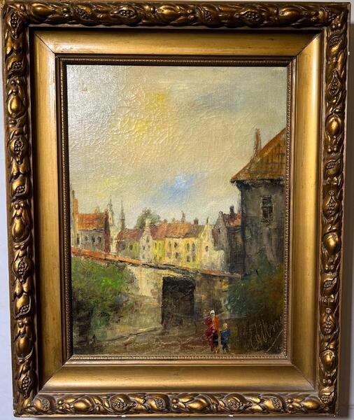 The daily life in the city ( oil on canvas )