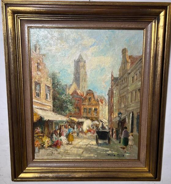 The daily life in the city ( oil on canvas )