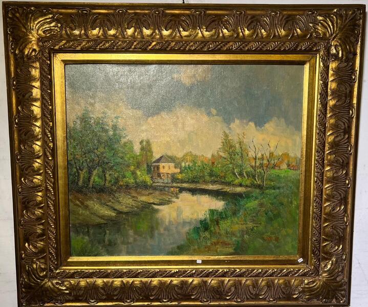 The house at the riverside ( oil on canvas )