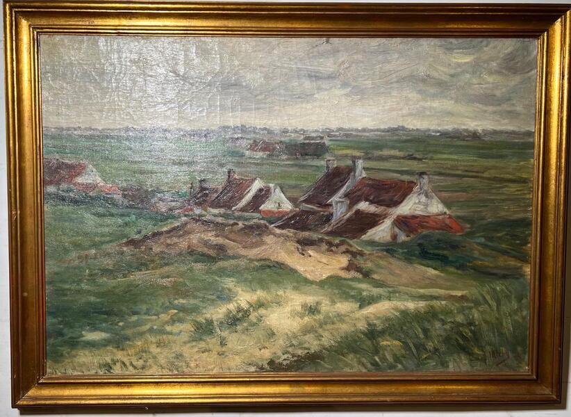 The houses of the fishermen in the dunes ( oil on canvas )