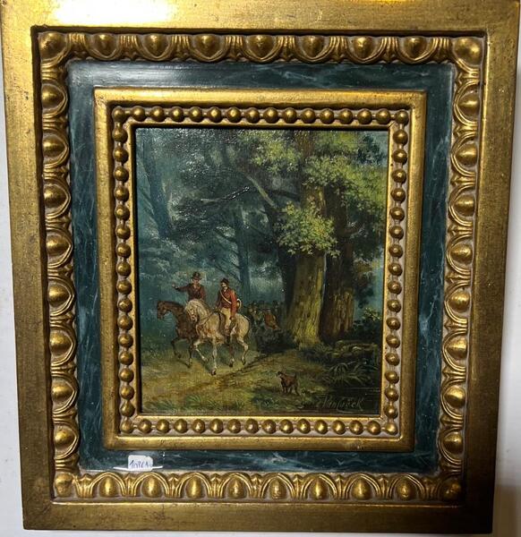 The hunting  ( oil on panel )