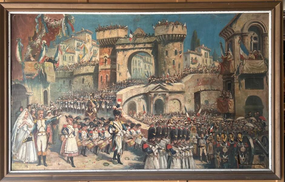 The military parade ( oil on canvas)