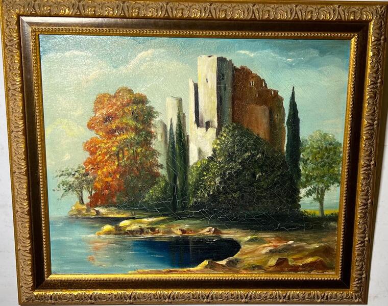 The ruin near the river ( oil on canvas )