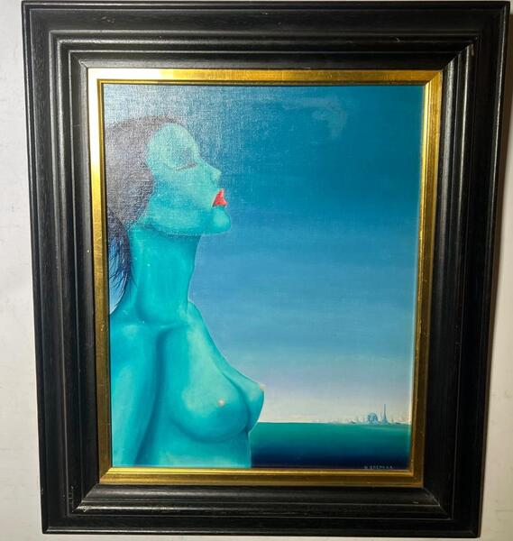 The surreel blue girl ( oil on board)