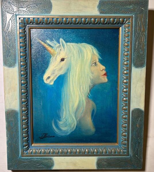 The unicorn and the girl ( oil on canvas )