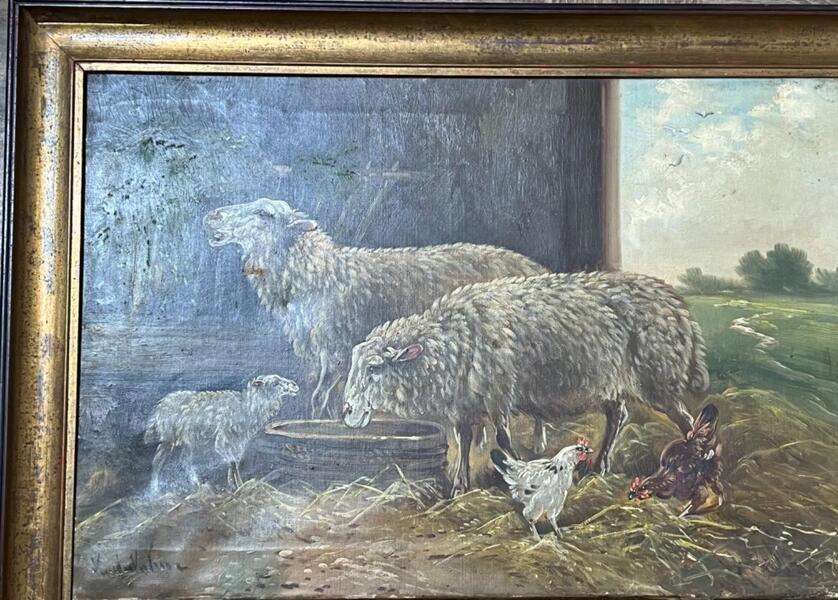 The sheep family ( oil on canvas )