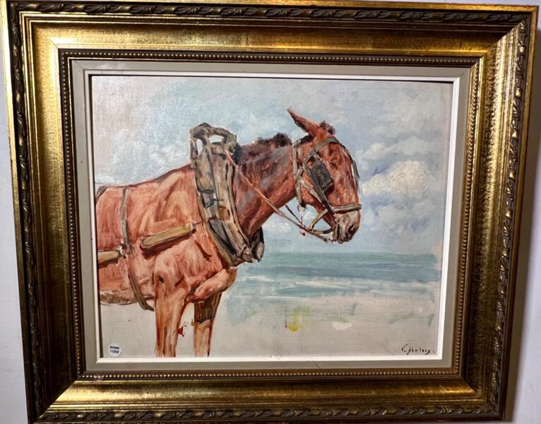 The horse at the beach ( oil on panel )