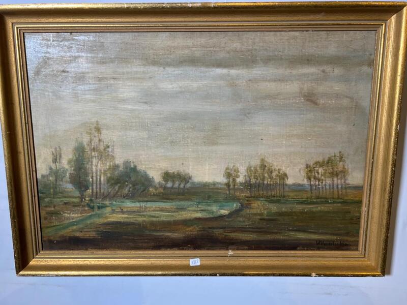 View of the village Damme ( oil on canvas)
